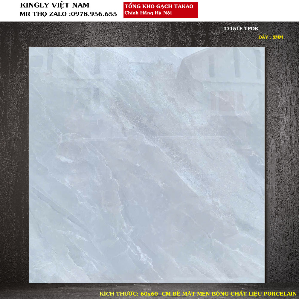 Gạch lát nền màu xám ghi 60x60 TAKAO 17151E Loại 1